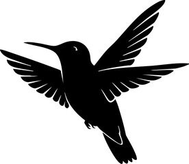 Obraz premium Elegant silhouette of a hummingbird in dynamic flight, capturing nature's delicate beauty and swift motion.