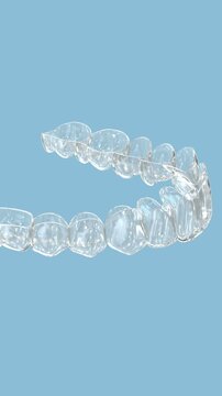 Invisalign braces or invisible retainer. Dental 3D animation