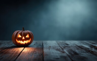 A pumpkin with a light inside of it