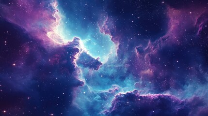 Obraz premium A stunning view of deep space with colorful clouds and bright stars showcasing the beauty of the cosmos and its mysteries.