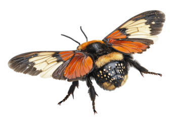 Beautiful scarlet tiger moth shows distinct colorful pattern markings in a wingspan of around 45-56mm, found in central and southern Europe