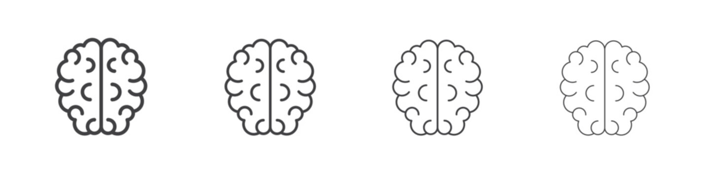 Human brain icon simple vector line art symbol