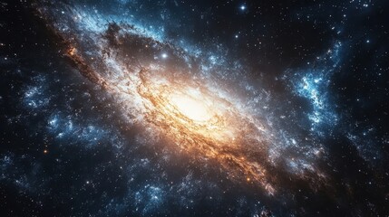 Stunning galaxy spinning in the cosmic ocean, sparkling stars, and bright colors display the beauty of space.