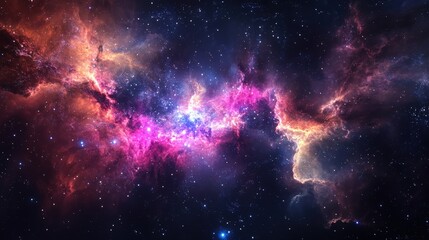 Fototapeta premium Vibrant Cosmic Explosion: A Stunning Display of Stars and Nebulae in Space