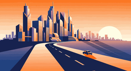 road to the city vector