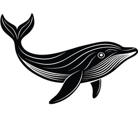 Vector silhouette of a fish swimming in the sea