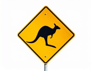 Australian Kangaroo Road Sign Warning Drivers of Potential Wildlife Crossing