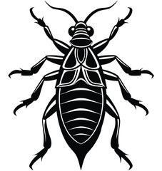 A colorful cartoon Colorado potato beetle with antennae, isolated against a white background