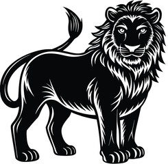 Lion vector illustration sketch with tribal design of wild feline animal head
