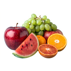 Colorful Mix of Fresh Fruits – Tropical and Healthy Fruits on White Background