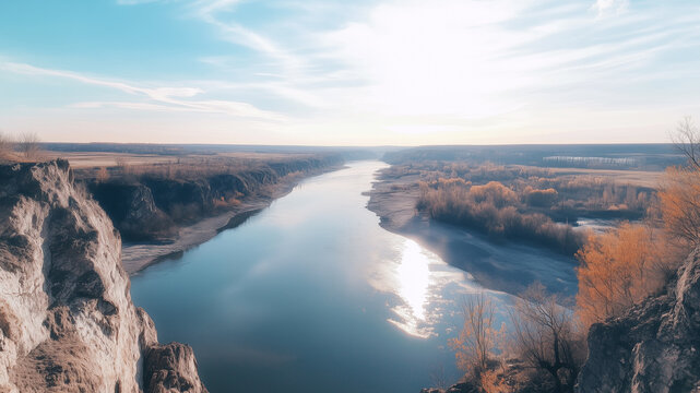 River landscape, natural landscape, sunset, sunrise, greenery