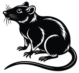 Vector illustration of a squirrel and a cat together in a simple cartoon style