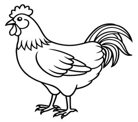 A charming vector illustration of a white hen, rooster, and their chicks on a farm