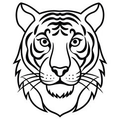 Tiger head vector illustration of wild cat face logo design