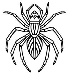 Black spider isolated on white background vector illustration