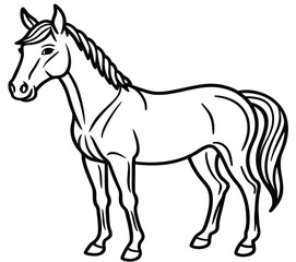 Black horse vector illustration running on white background