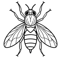 Vector illustration of a bee isolated on white background flying with detailed wings and yellow body
