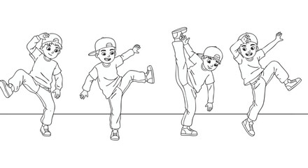 Energetic Breakdancer Outline Dynamic Movement and Youthful Expression