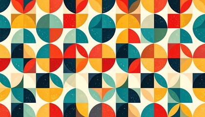 Geometric pattern with vibrant colors and textured shapes