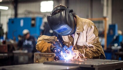 Industrial welder at work