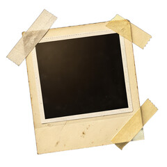 Polaroid frame with tape isolated on transparent background png photo frame png image with adhesive png classic photo style png scrapbook element png vintage photo border png transparent overlay
