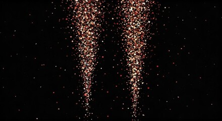 Two streams of colorful confetti on black