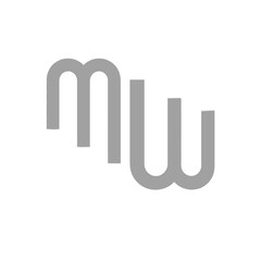 minimalist and modern gray mw monogram logo design