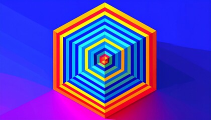 Geometric, vibrant hexagon design