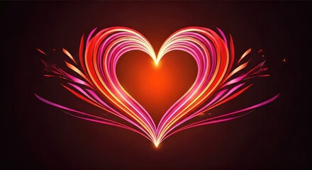 Glowing heart shape with fiery trails