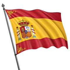 Fototapeta premium Realistic Spanish flag isolated on a transparent background design element for graphic projects and illustrations png national symbol of Spain png high-quality transparent image png