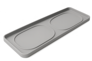 Modern gray silicone pet feeding mat isolated on transparent background, clean