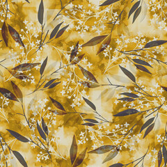 Abstract Seamless Pattern Design, Repeatable Textile Fabric Print, Multicolor Allover Floral Design
