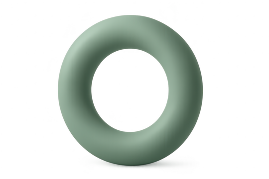 Sage green torus shape isolated on a transparent background, 3D render