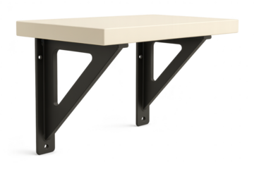 Modern wall mounted shelf isolated on transparent background, bracket design