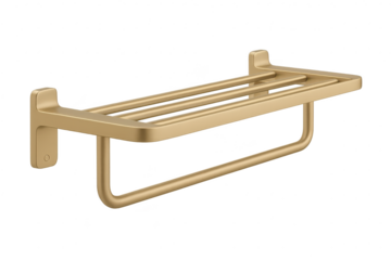 Elegant gold towel rack isolated on transparent background, luxurious design