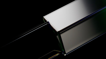 Abstract geometric shapes with contrasting colors and textures create a dynamic and visually appealing composition on a black background, suggesting modern design and technology