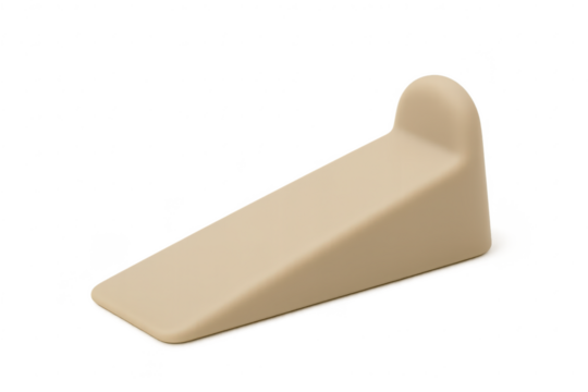 Beige rubber door stopper, isolated on transparent background, functional object