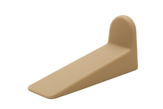 Beige door stopper isolated on transparent background for home use.