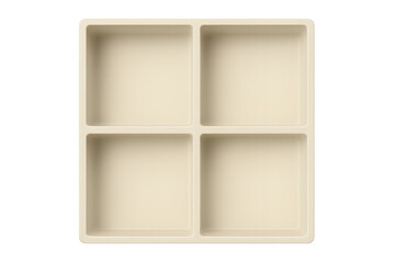 Fototapeta premium Clean four-compartment beige storage tray isolated on transparent background