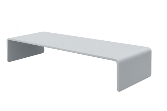 Sleek modern light gray monitor stand isolated on transparent background