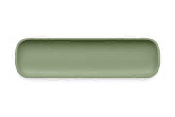 Minimalist sage green rectangular tray, isolated on transparent background.