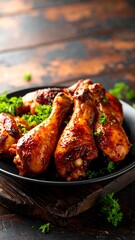 Roasted chicken drumsticks with glaze