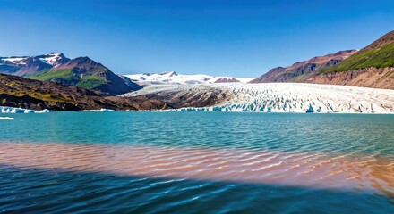 Fototapeta premium Glacier lake, mountains, vibrant colors