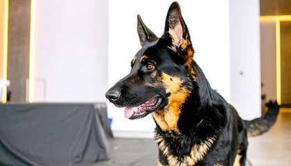 German Shepherd in modern interior