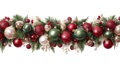 Christmas garland with decorative balls and greenery