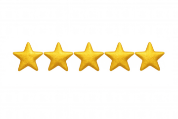Five golden stars represent a five-star rating, indicating excellent customer satisfaction and positive feedback