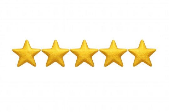 Five golden stars represent a five-star rating, indicating excellent customer satisfaction and positive feedback