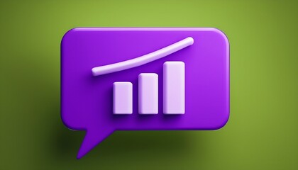 3d render of purple speech bubble chart icon