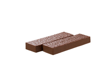 Two chocolate waffles isolated on white background.