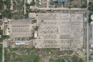 aerial view of city and grid station